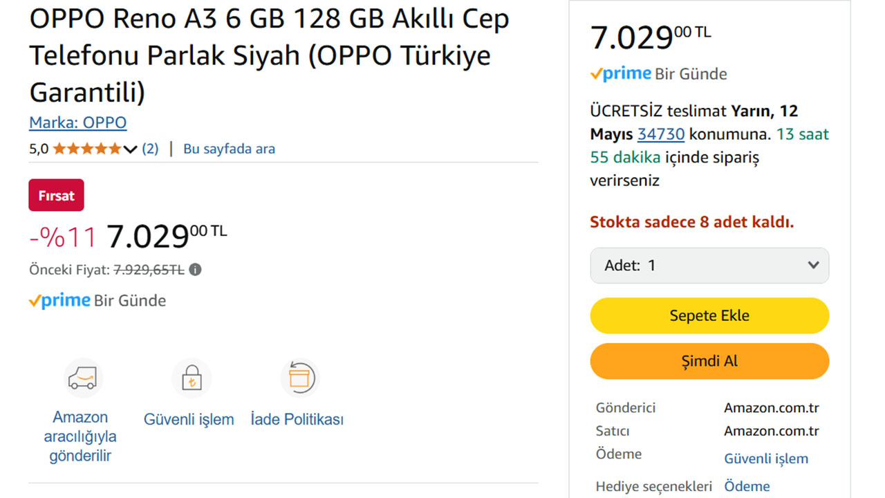 OPPO Reno A3 fiyatı